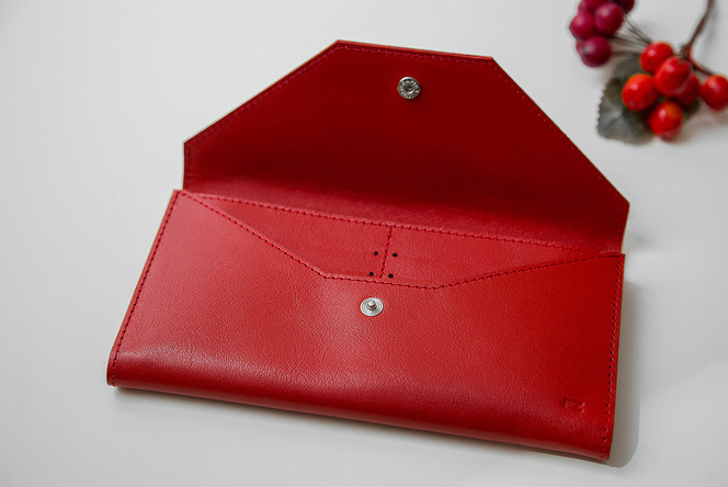 Красный кошелек конверт Envelope из натуральной кожи